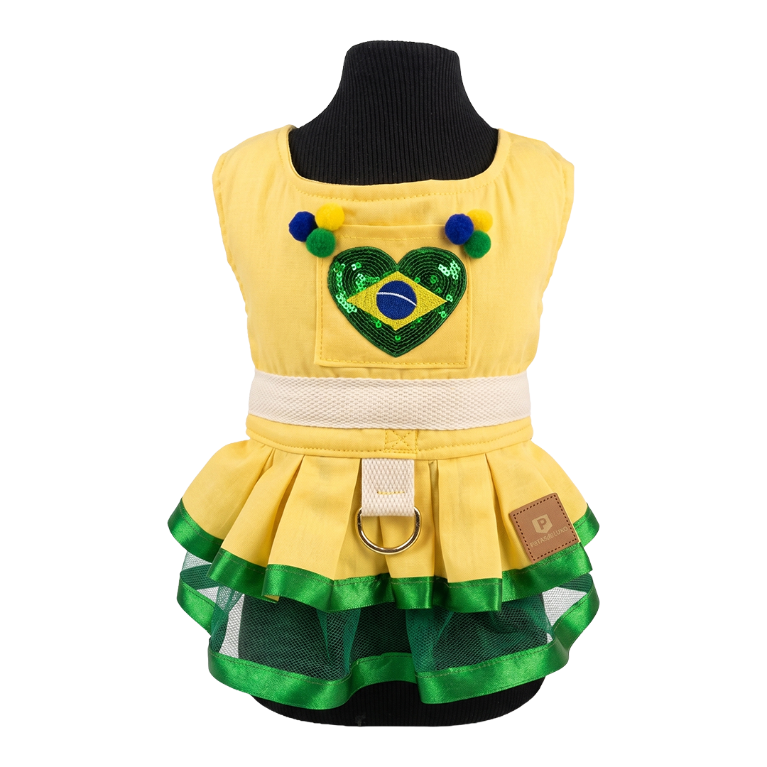 Vestido Com Guia - Brasil Amarelo